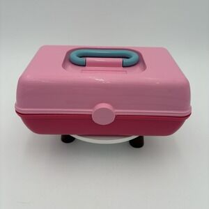 Vtg Mini Caboodles Make Up Caddy Case Pretty in Petite PINK Mini Small 9" x 6"